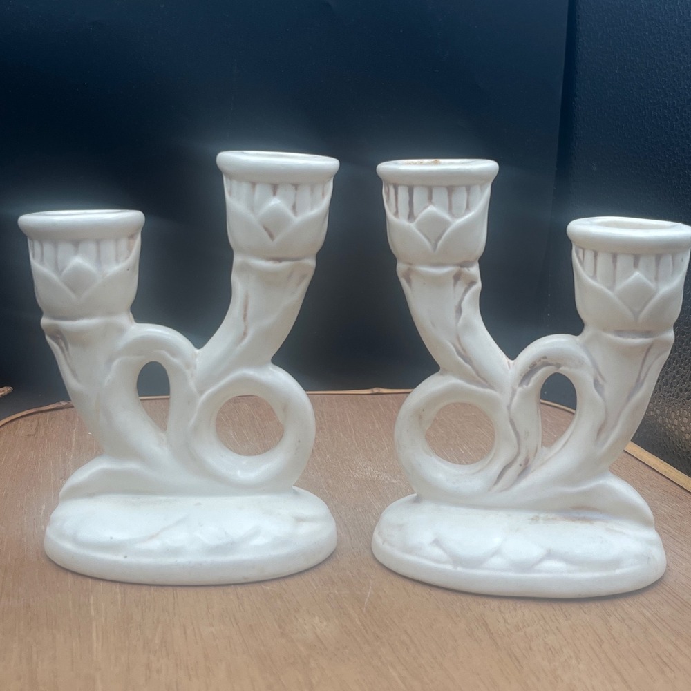 Vintage Red Wing Pottery Candlestick Holders Set‎ Of 2 #397 USA